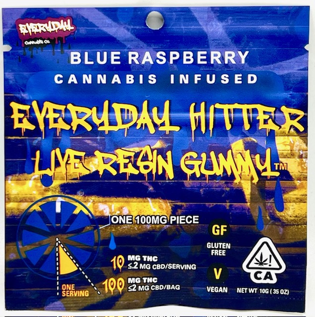 Photograph of product: Blue Raspberry 100mg Single Gummy - Everyday