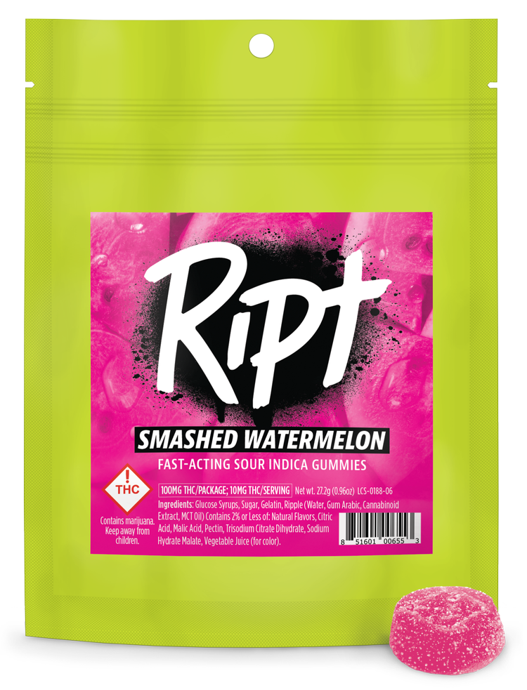Photograph of product: Ript Smashed Watermelon Oui'd Gummies - 100mg TH-oui