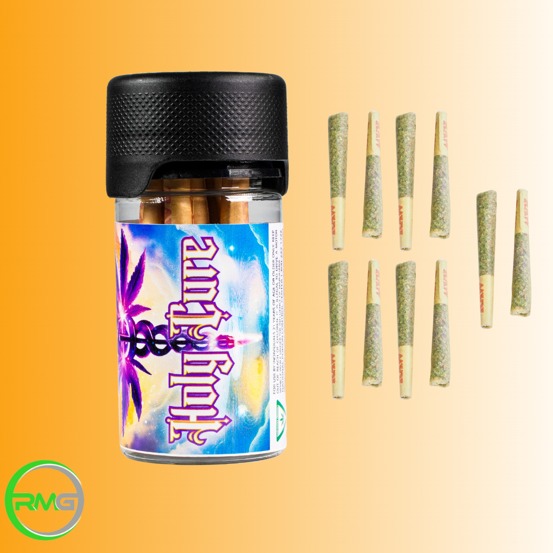 Photograph of product: Pre Roll Packs  - 10 Pack - RMG - Holy Cure - (Oui'd) - 24.61% TH-oui