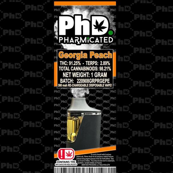 Photograph of product: PhD - Georgia Peach Distillate Disposable Vape