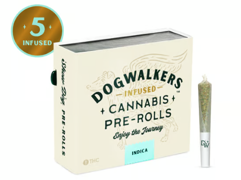 Photograph of product: Dogwalkers - Infused Pre Roll 5pk - Afternoon Delight #4 (2.25g)