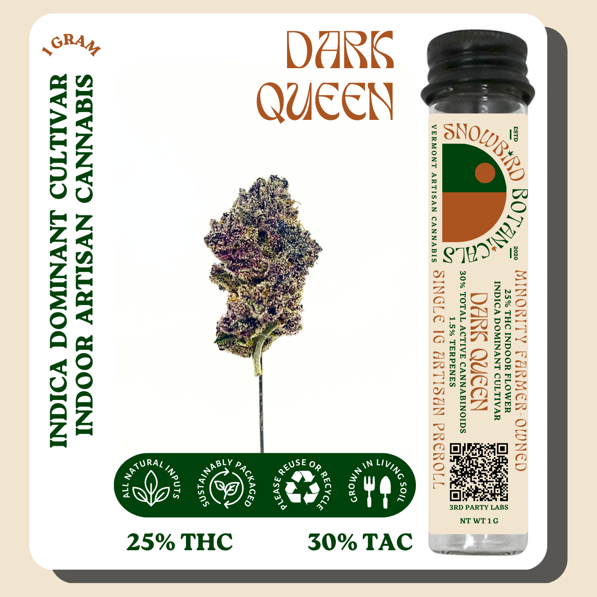 Photograph of Product: Snowbird Botanicals - Pre-Roll 2 Pack - Dark Queen