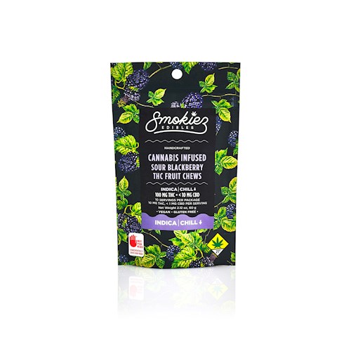 Photograph of product: Sour Blackberry [DOH] Fruit Chews - by Smokiez