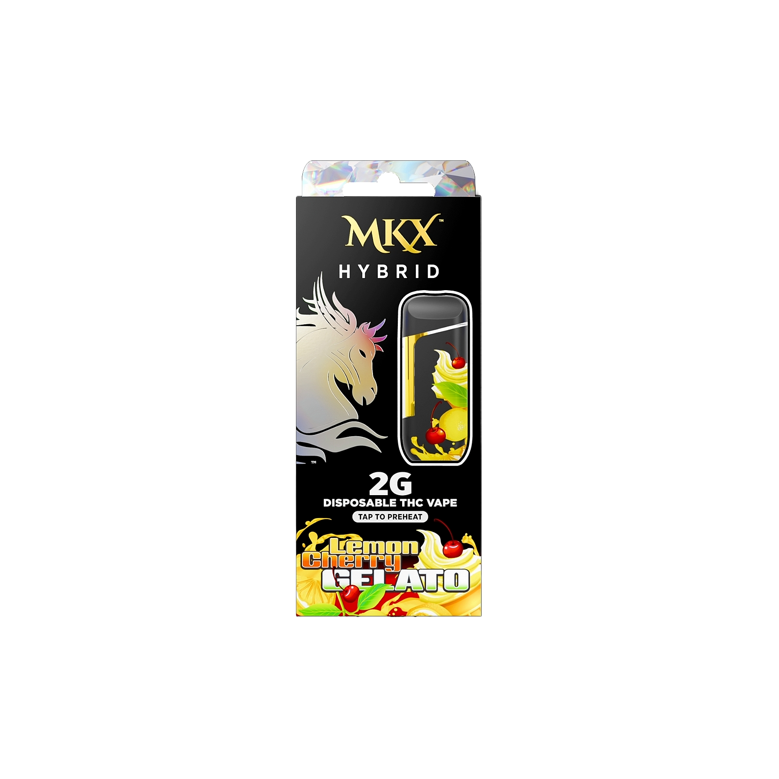 Photograph of product: MKX | LEMON CHERRY GELATO | HYBRID | Disposable Vape Cart 2g