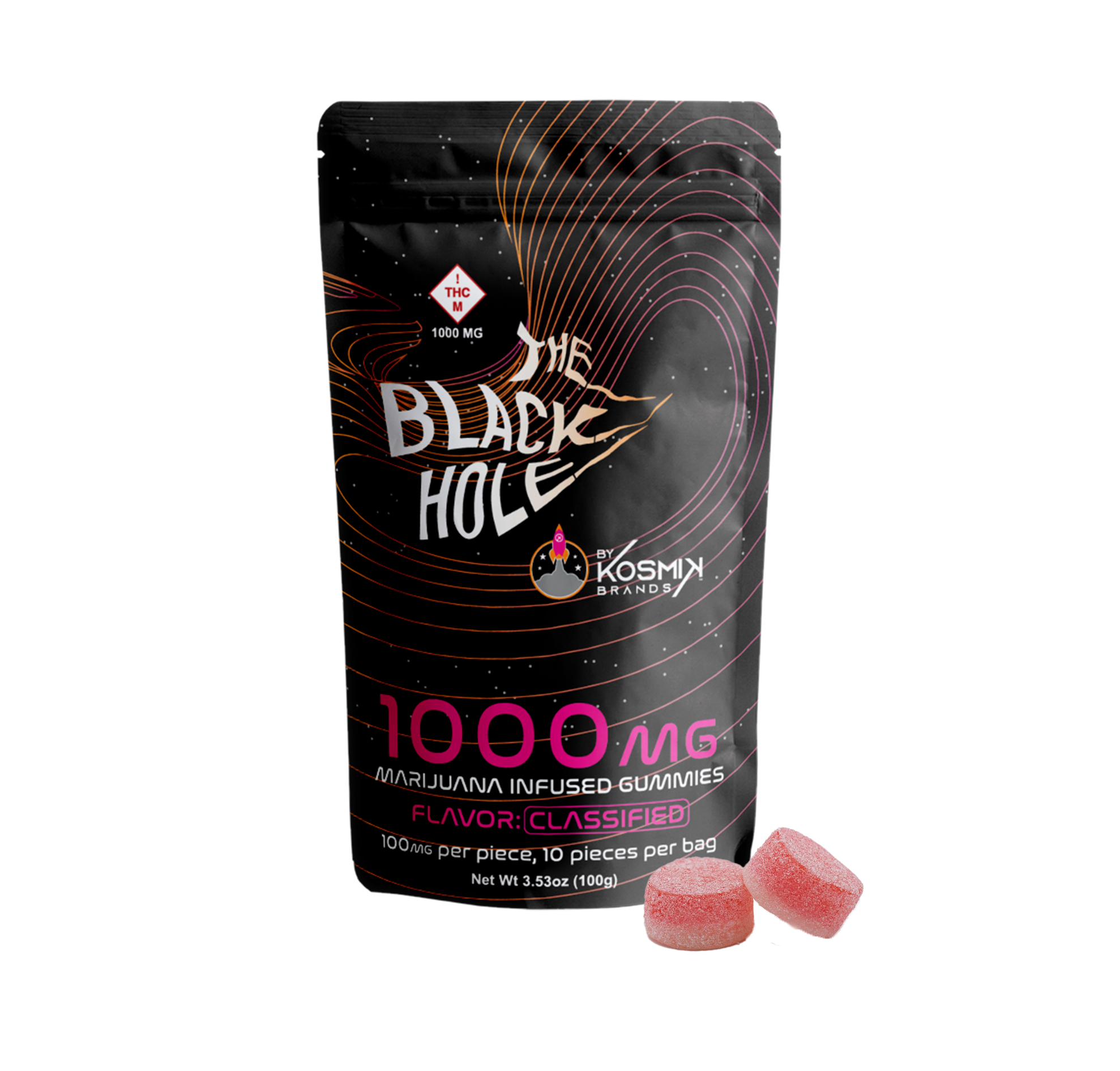 Photograph of product: The Black Hole Pink Gummies 1000mg