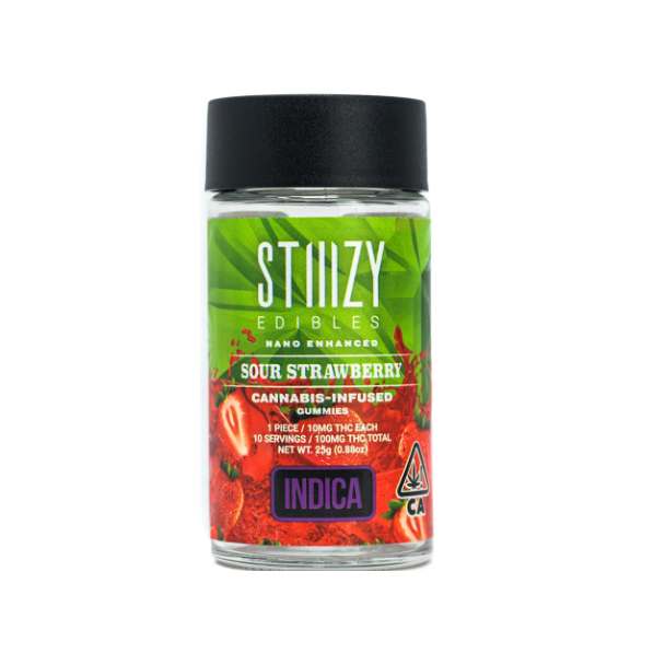 Photograph of product: Sour Strawberry Gummies 100mg (10-Pack | 10mg Each)