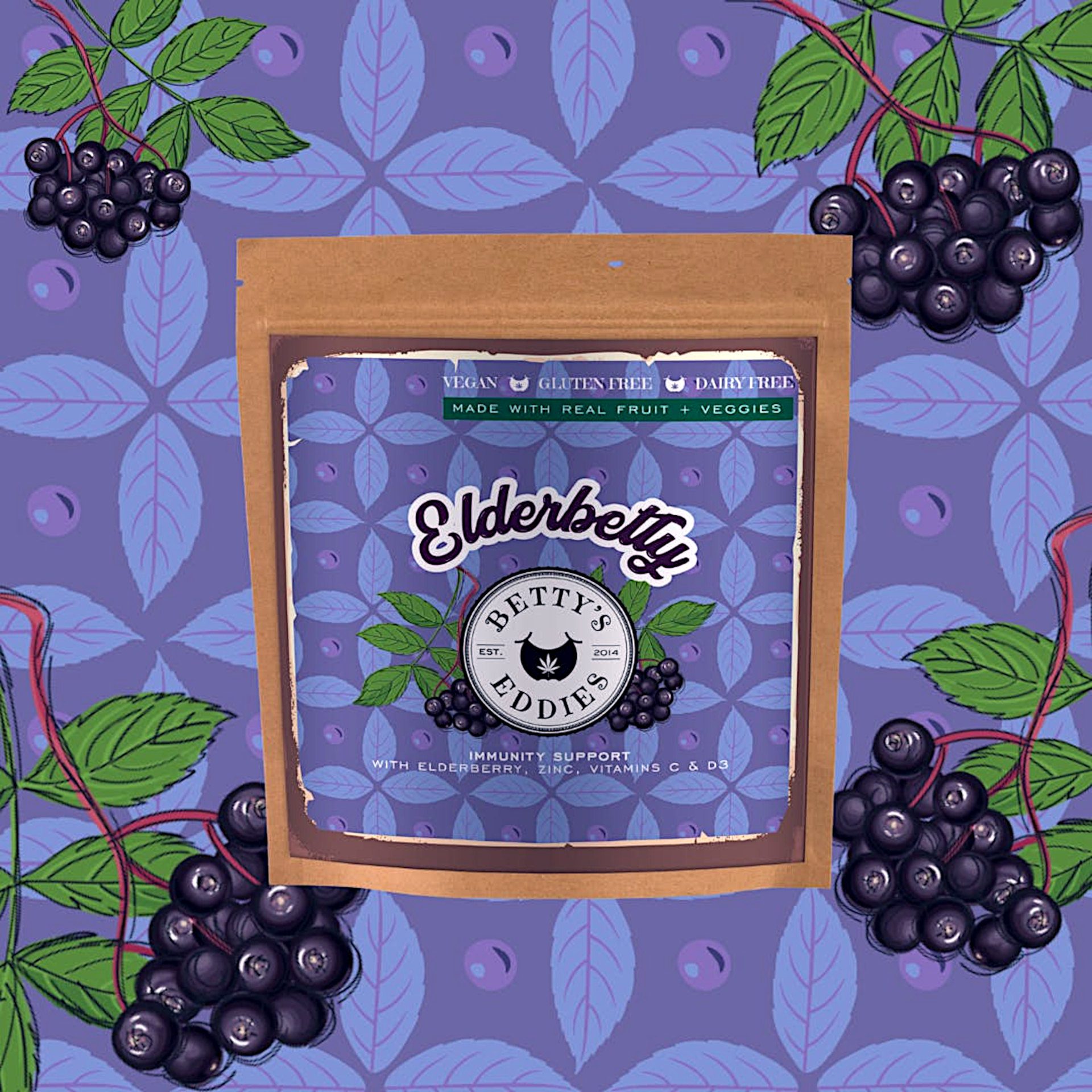 Photograph of product: 1:1 CBD Elderbetty Fruit Chews 10pk