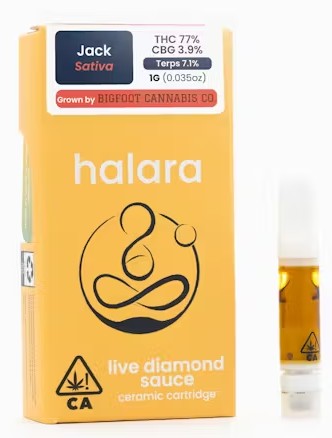 Photograph of product: HALARA JACK LIVE DIAMOND VAPE CART SATIVA 1G