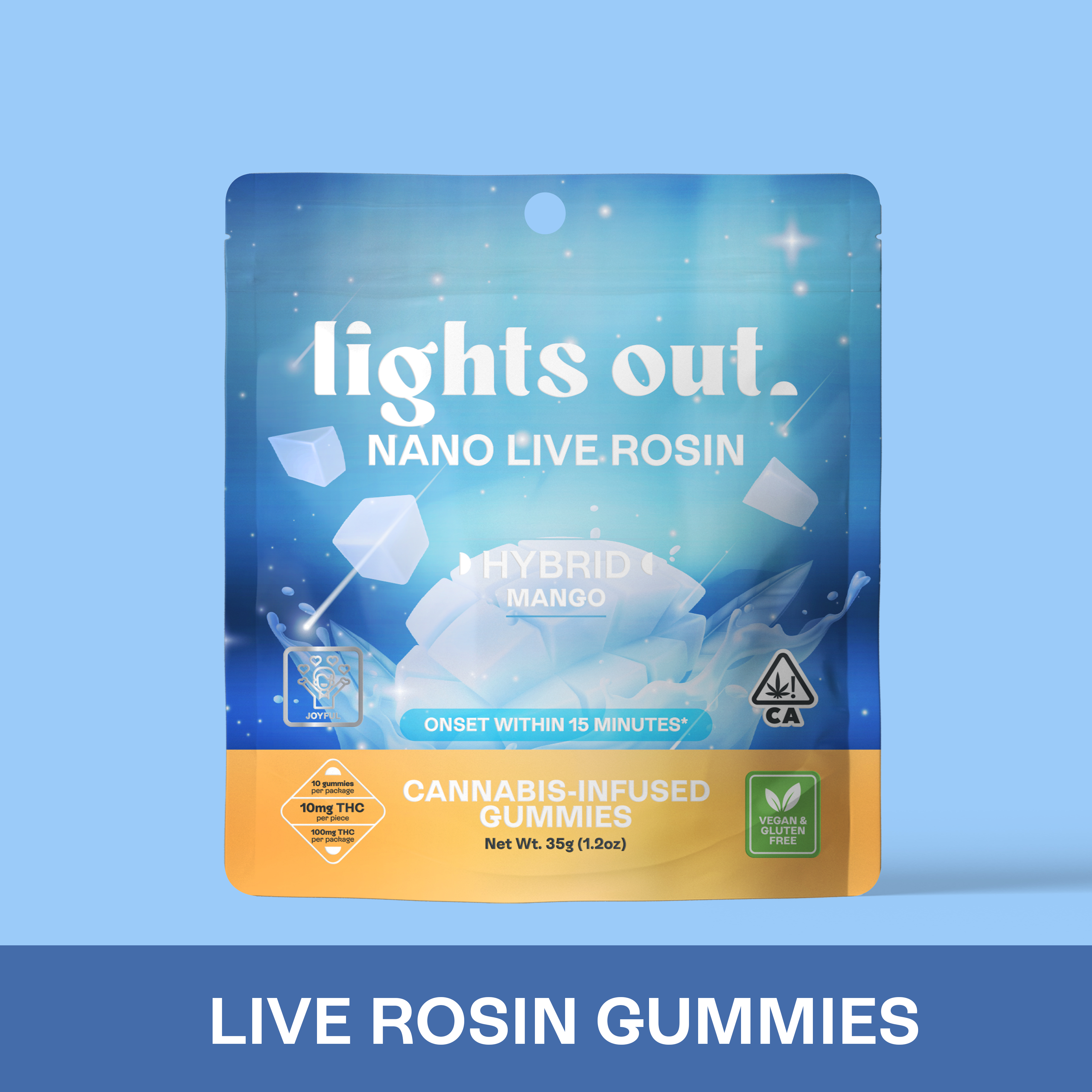 Photograph of product: Lights Out - Mango (Hybrid) Live Rosin Nano Edible 100mg