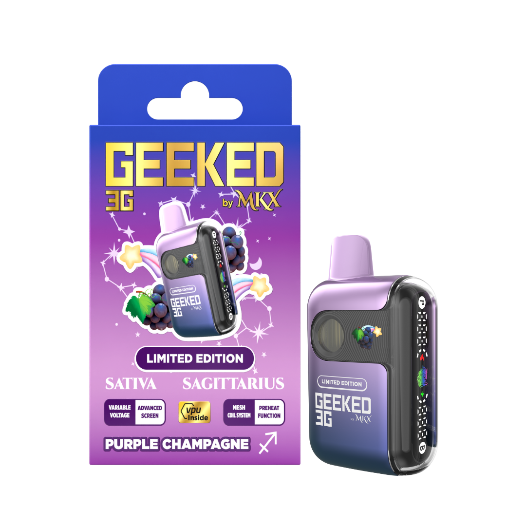 Photograph of product: Geeked By MKX - 3g Disposable *LIMITED EDITION* - Purple Champagne - Sativa