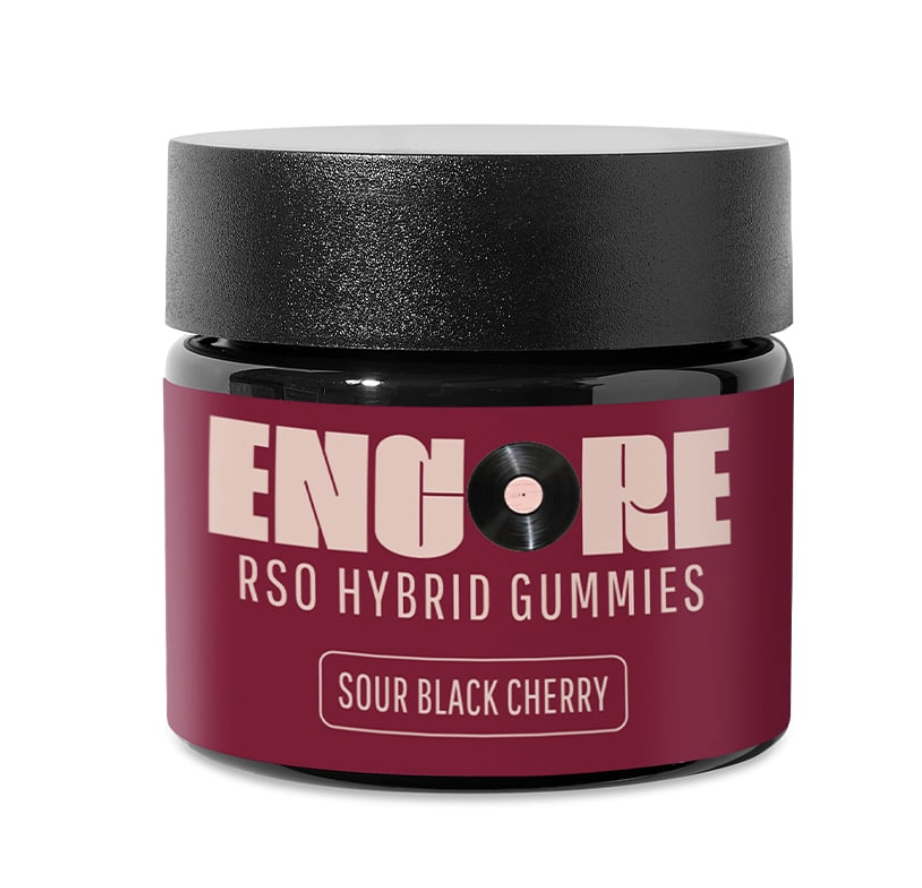 Photograph of product: MACRO Sour Black Cherry RSO [40mg TH-oui] 'Hybrid' Gummies || Encore