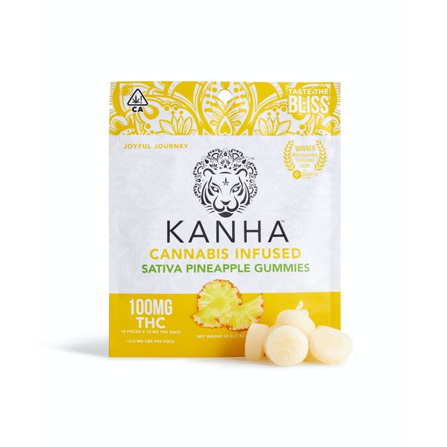 Photograph of product: PINEAPPLE 100MG 10 PACK GUMMIES