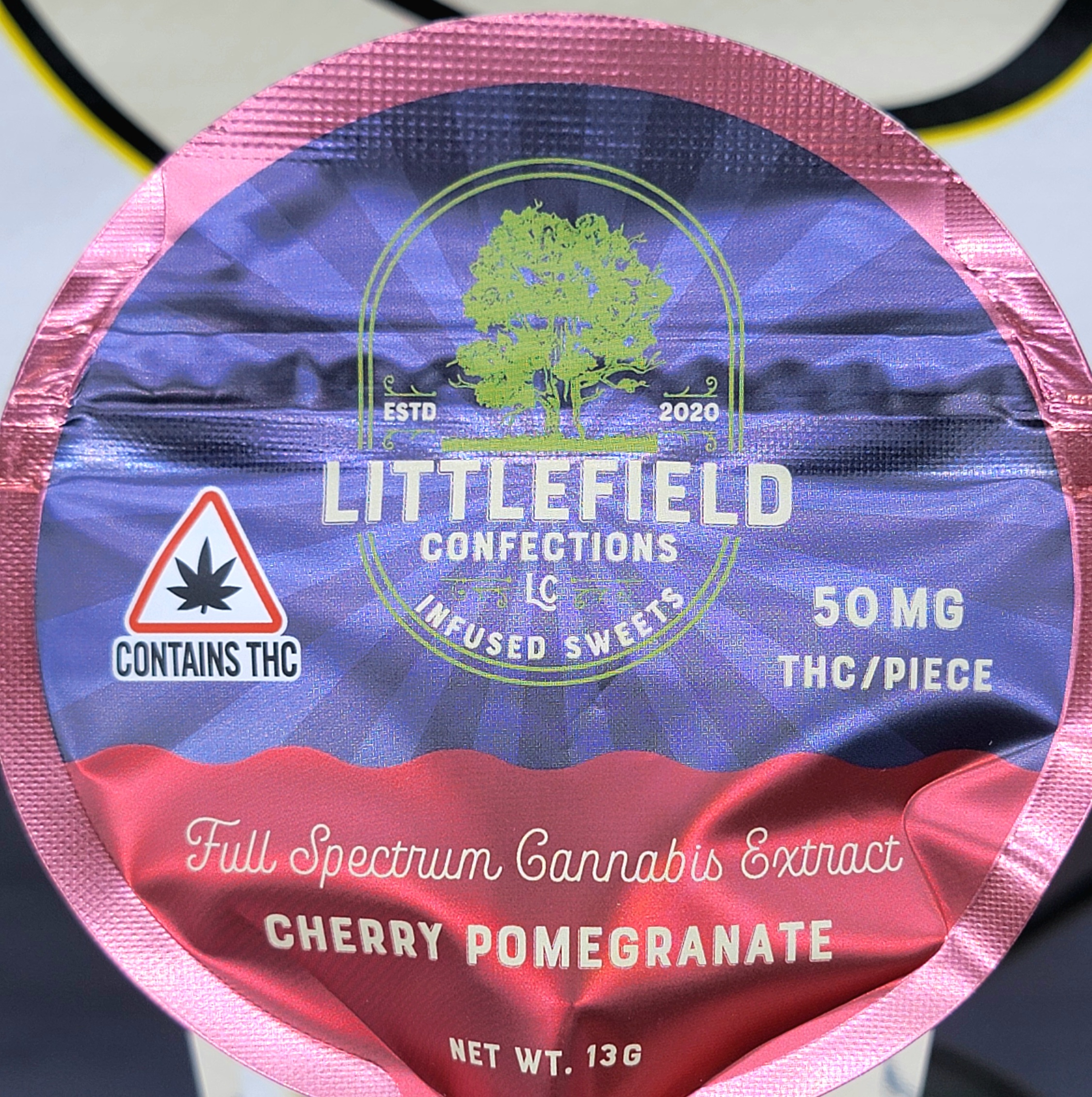 Photograph of product: Littlefield Confections - 50mg Cherry Pomegranate Lollipop