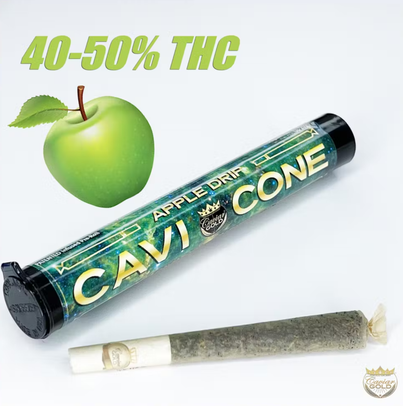 Photograph of product: Caviar Gold - Apple Drip Infused Pre-Roll 1.3g