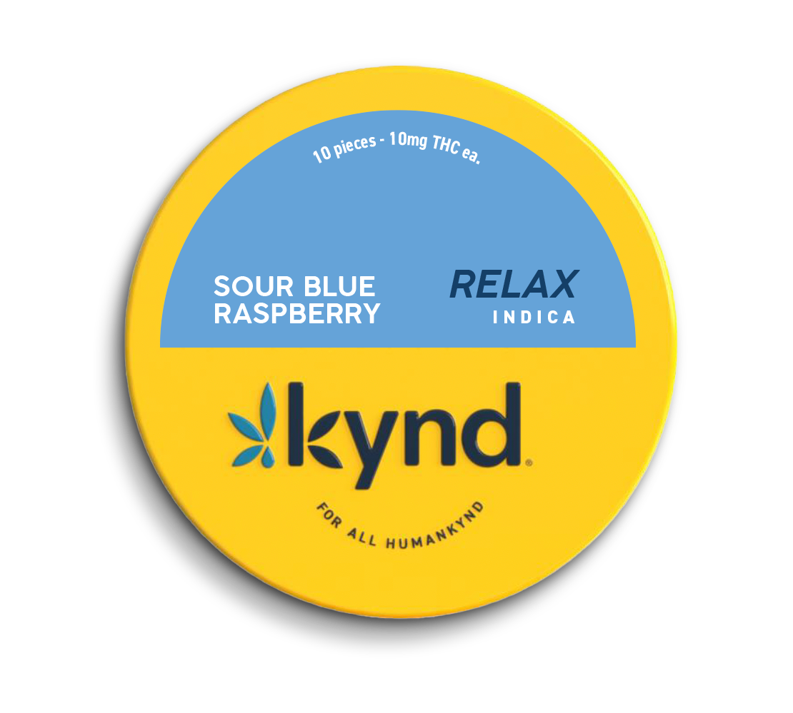 Photograph of product: Relax Sour Blue Raspberry Gummies 20pk