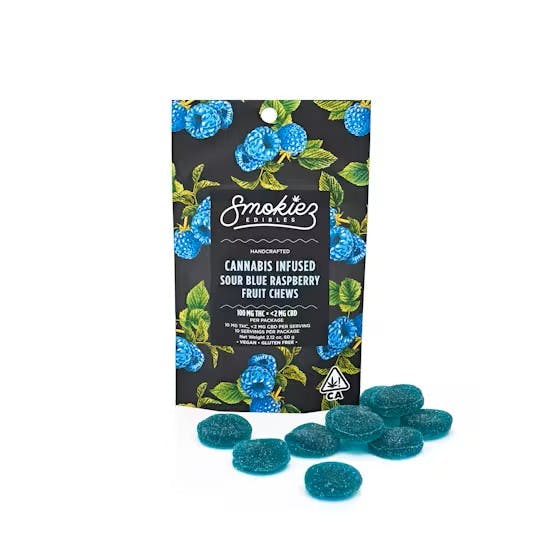 Photograph of product: Vegan - Sour Blue Raspberry Fruit Chews - 100mg