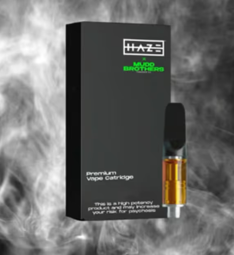 Photograph of product: Haze X Mudd Brothers Sundae Sherbert Live Rosin .5g Cartridge