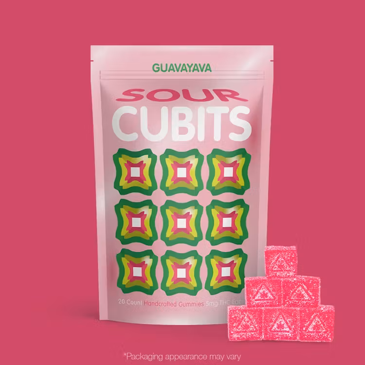 Photograph of product: Guavayava Sour Gummies 100mg 20pk