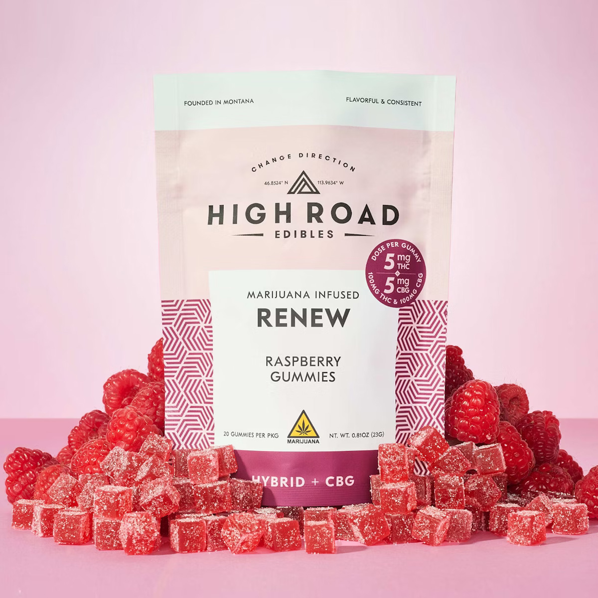 Photograph of product: High Road  1:1 Raspberry Renew Gummies