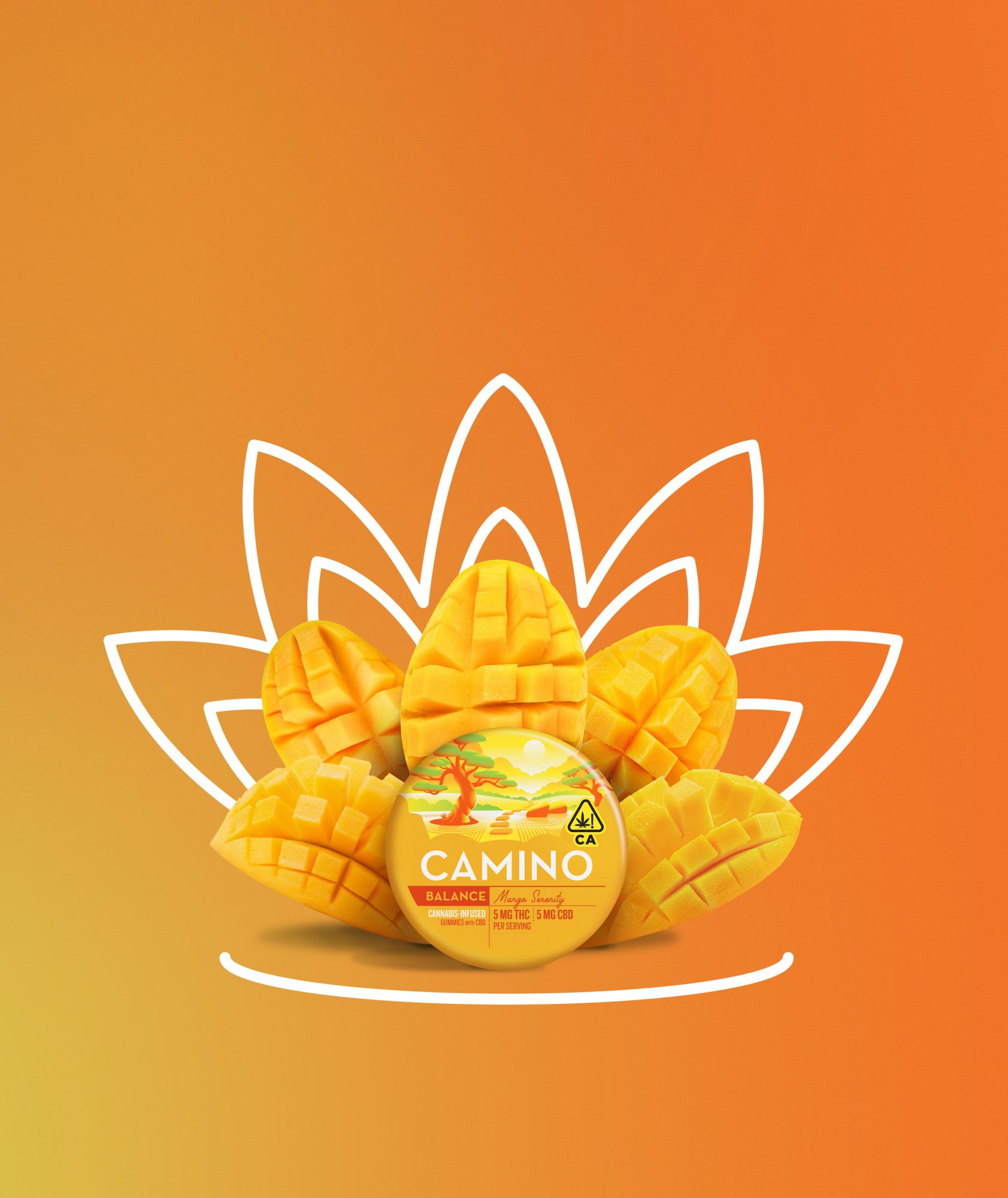 Photograph of product: 1:1 CBD:TH-oui Mango Serenity Gummies 20pk