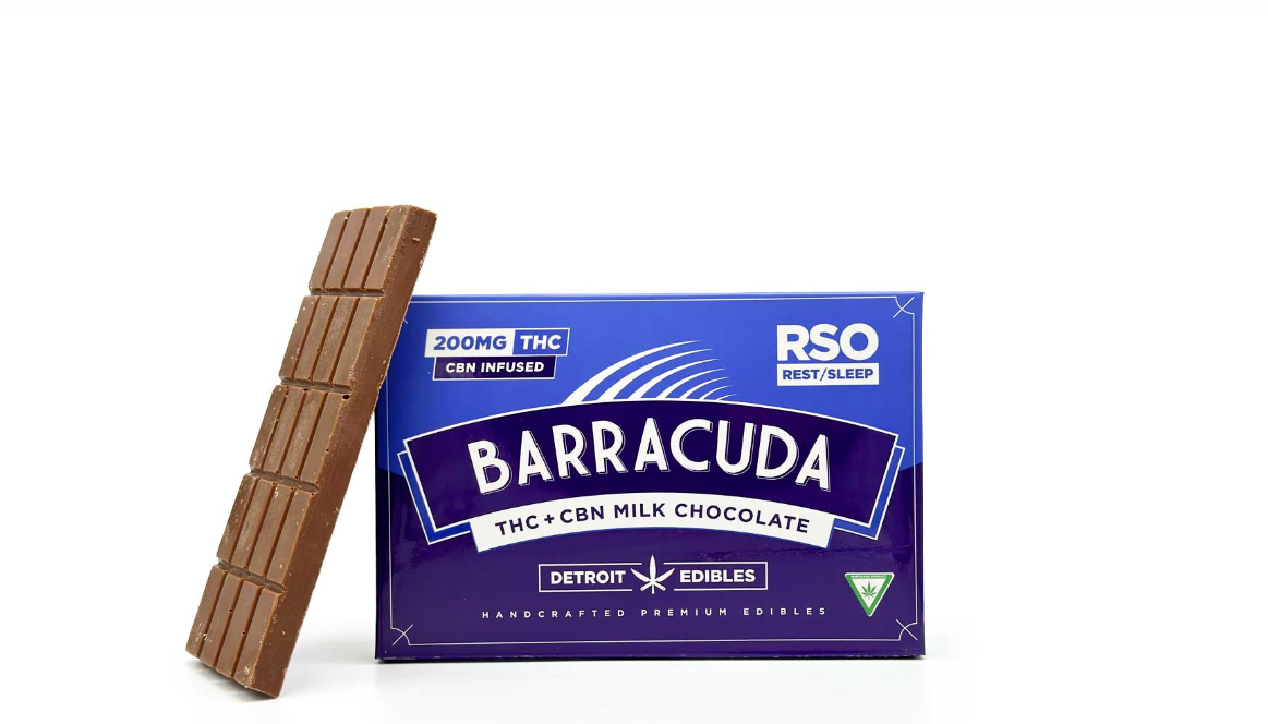 Photograph of product: Barracuda Bar - Chocolate Bar - 200mg RSO - 4:1 TH-oui/CBN - Rest - Milk Chocolate