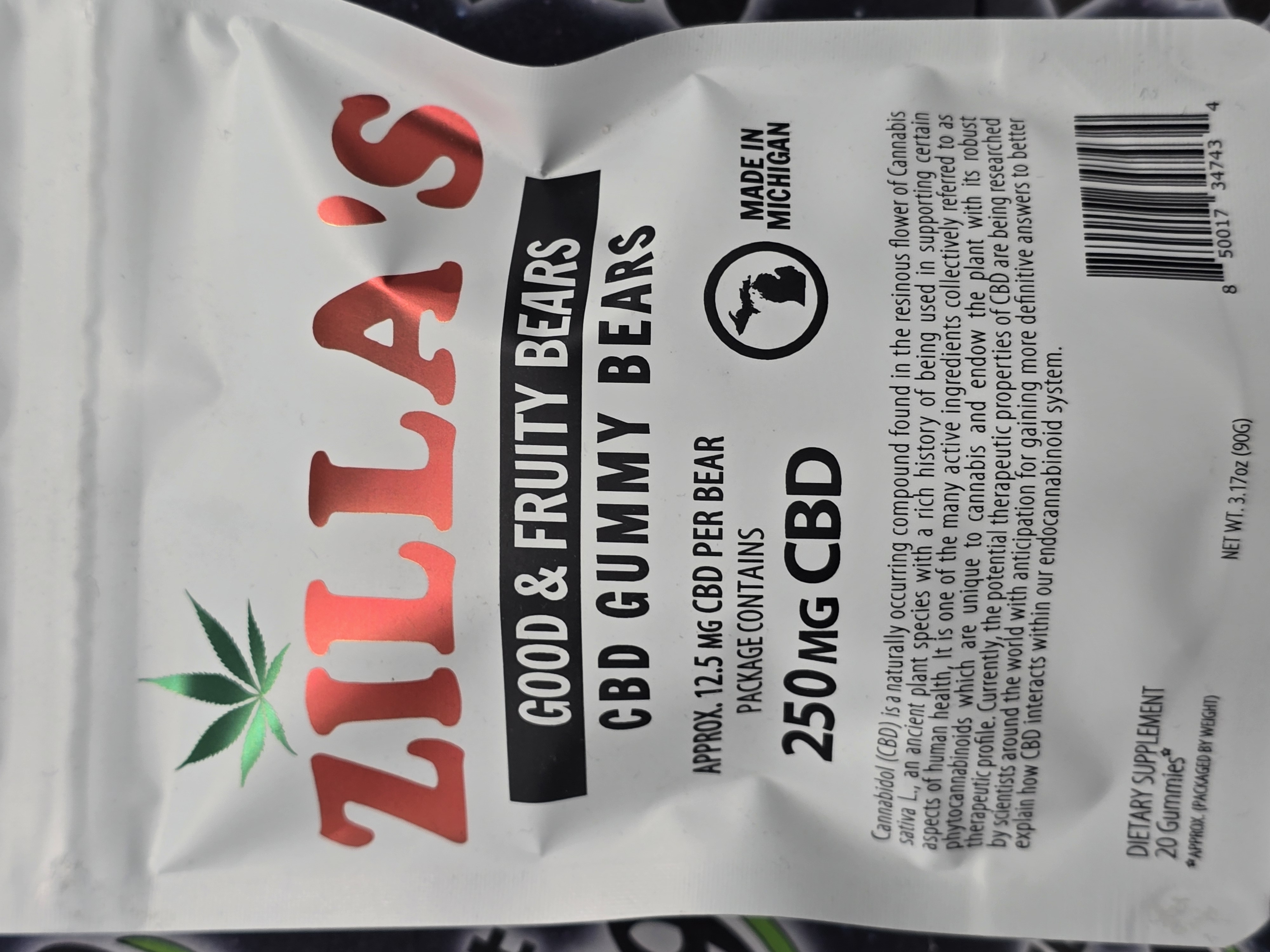 Photograph of product: Zilla | Good & Fruity | 250mg CBD Gummy