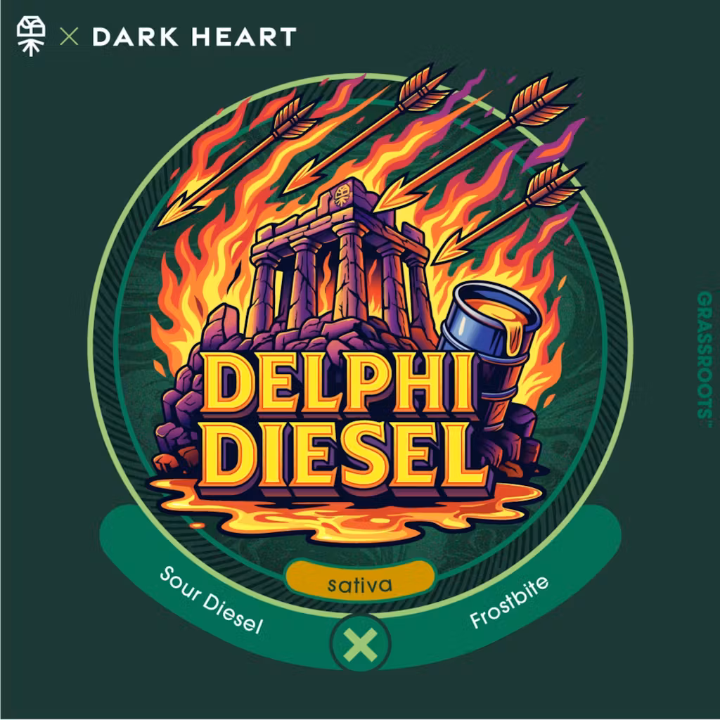 Photograph of product: Grassroots | Delphi Diesel - Dark Hearts Collection flower, jar 3.5g