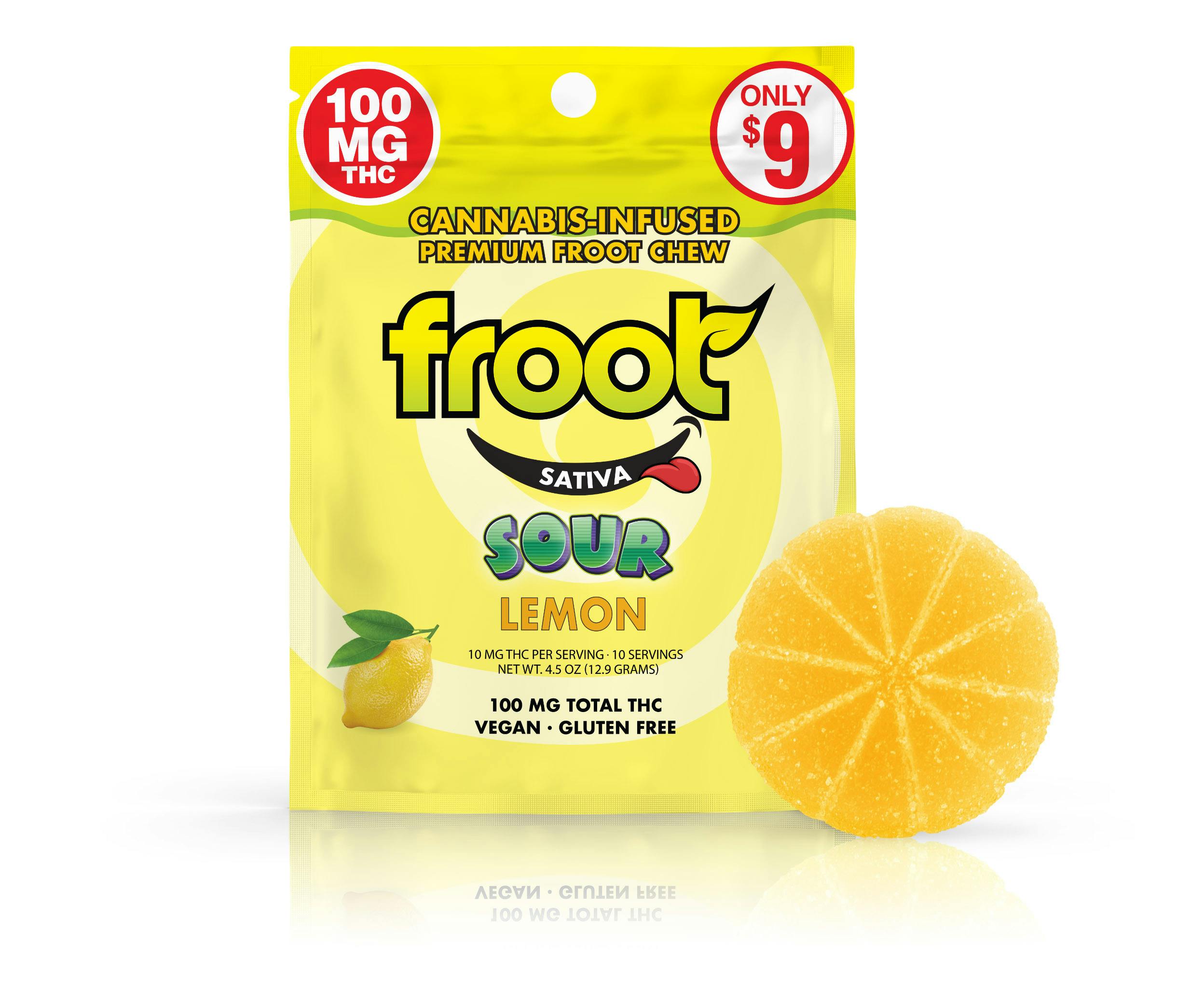 Photograph of Product: Froot: 100mg Single Gummy Sativa (Sour Lemon)