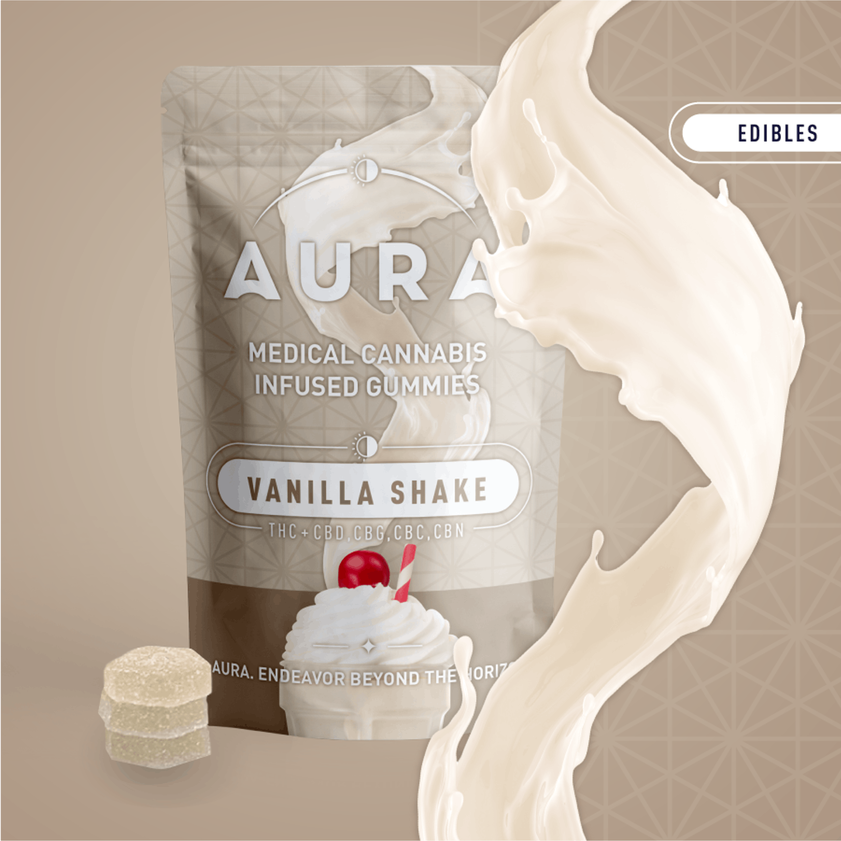 Photograph of product: Vanilla Shake (Entourage) Gummies 110mg (H) [12pk] - 