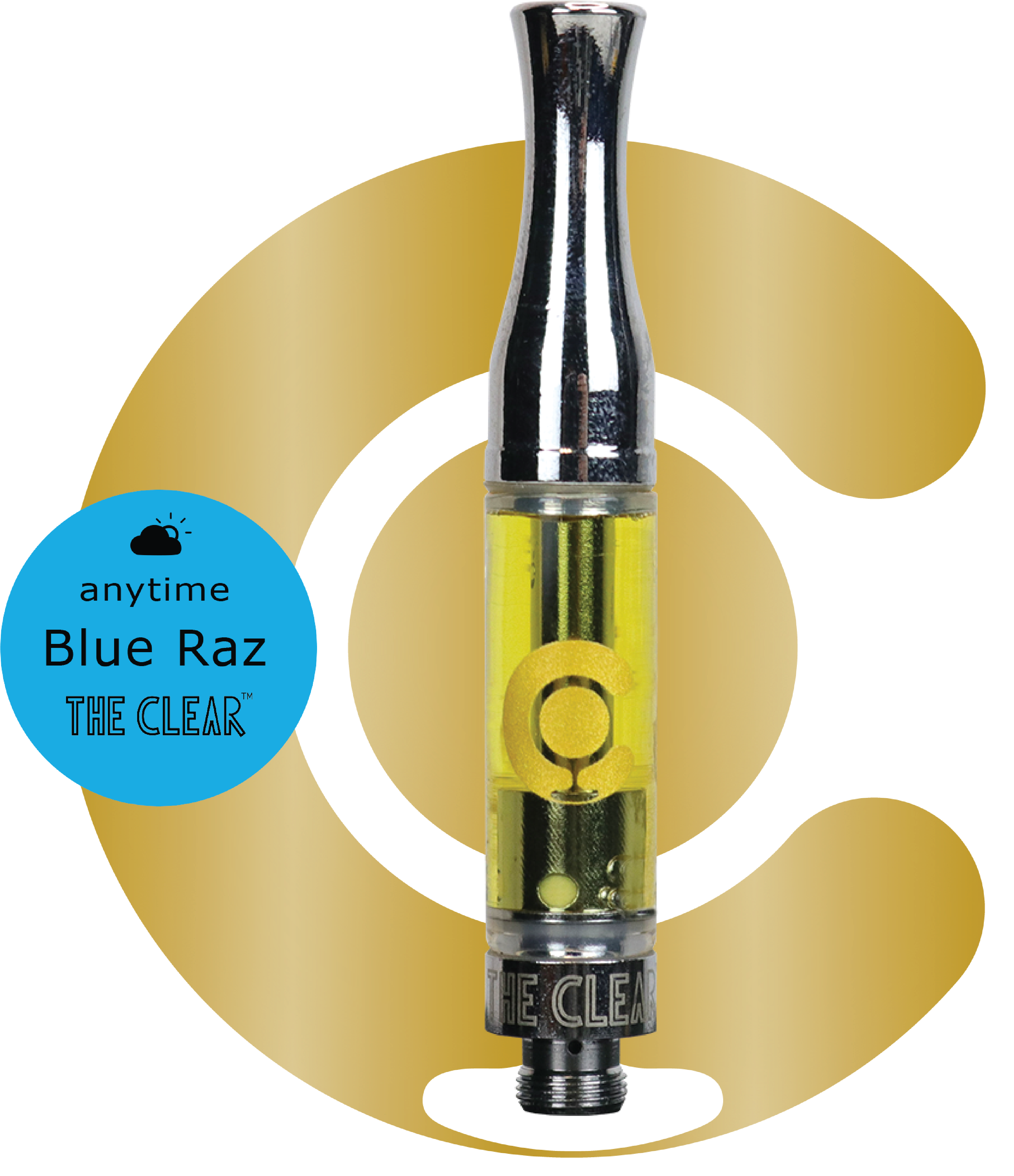 Photograph of product: The Clear 1000mg Cartridge Blue Raz
