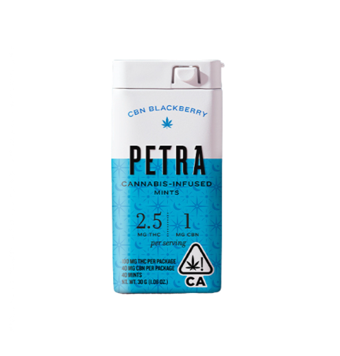 Photograph of product: Kiva Confections | Petra Blackberry CBN Mints | 100mg TH-oui/40mg CBN