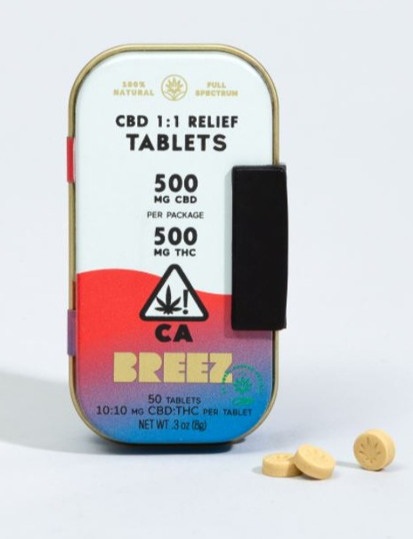 Photograph of product: Breez - CBD Extra Strength 1:1 Relief Tablets