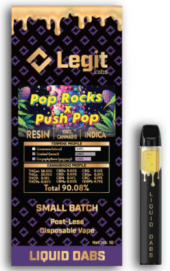 Photograph of product: Legit Labs | Pop Rocks x Push Pop Live Resin Post-less Disposable