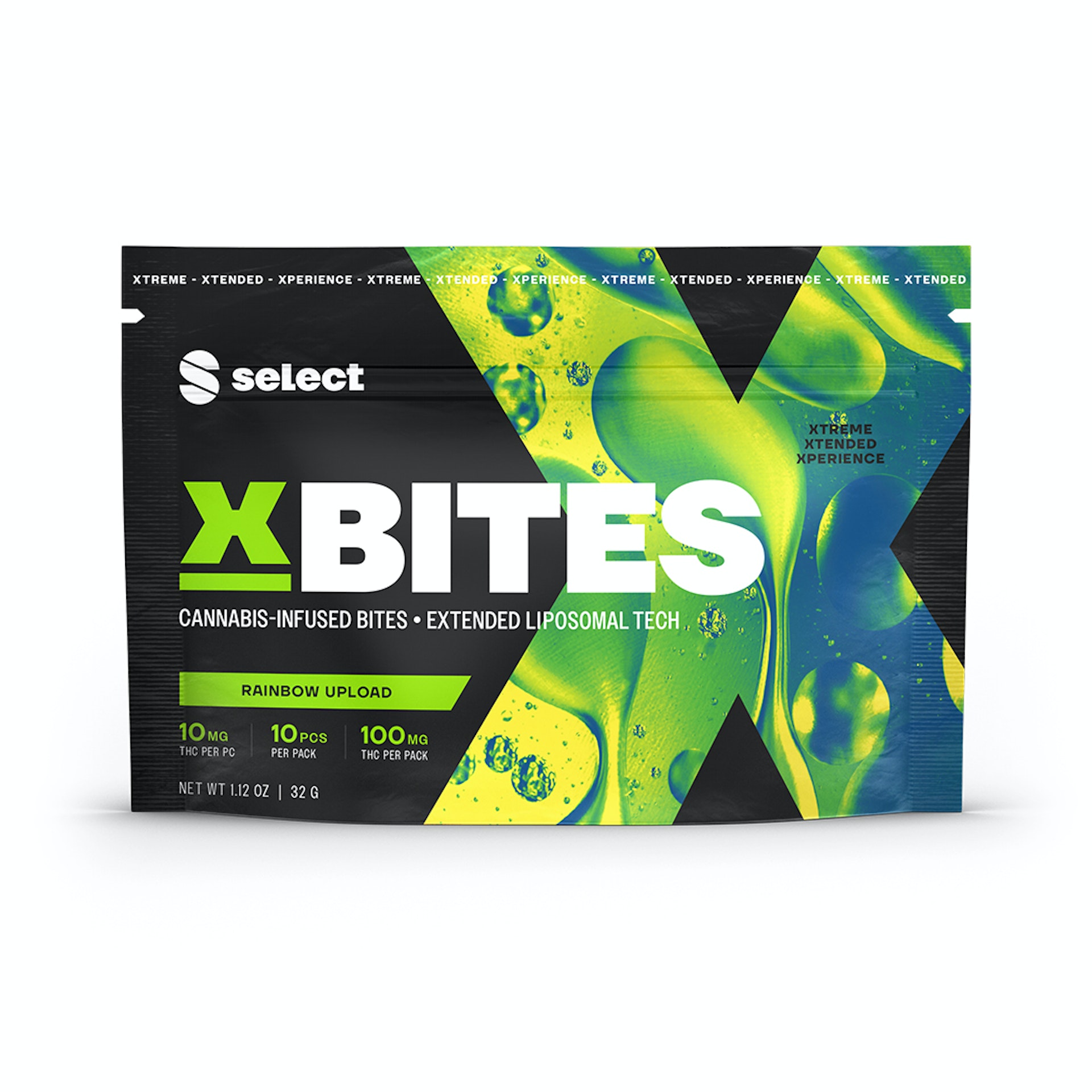 Photograph of product: Select X-Bite | Rainbow Upload | 10mg TH-oui x 10ct Gummies