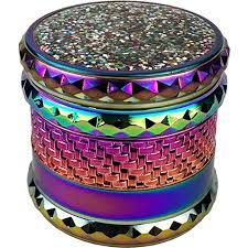 Photograph of product: 63mm Zinc 4pc Grinder | Iridescent Diamond Glitter Top | Assorted Colors