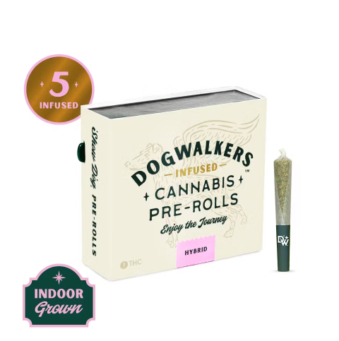 Photograph of product: Dogwalkers | Zacks Cake (H) | 0.45g x 5ct Diamond-Infused Pre-Roll Pack