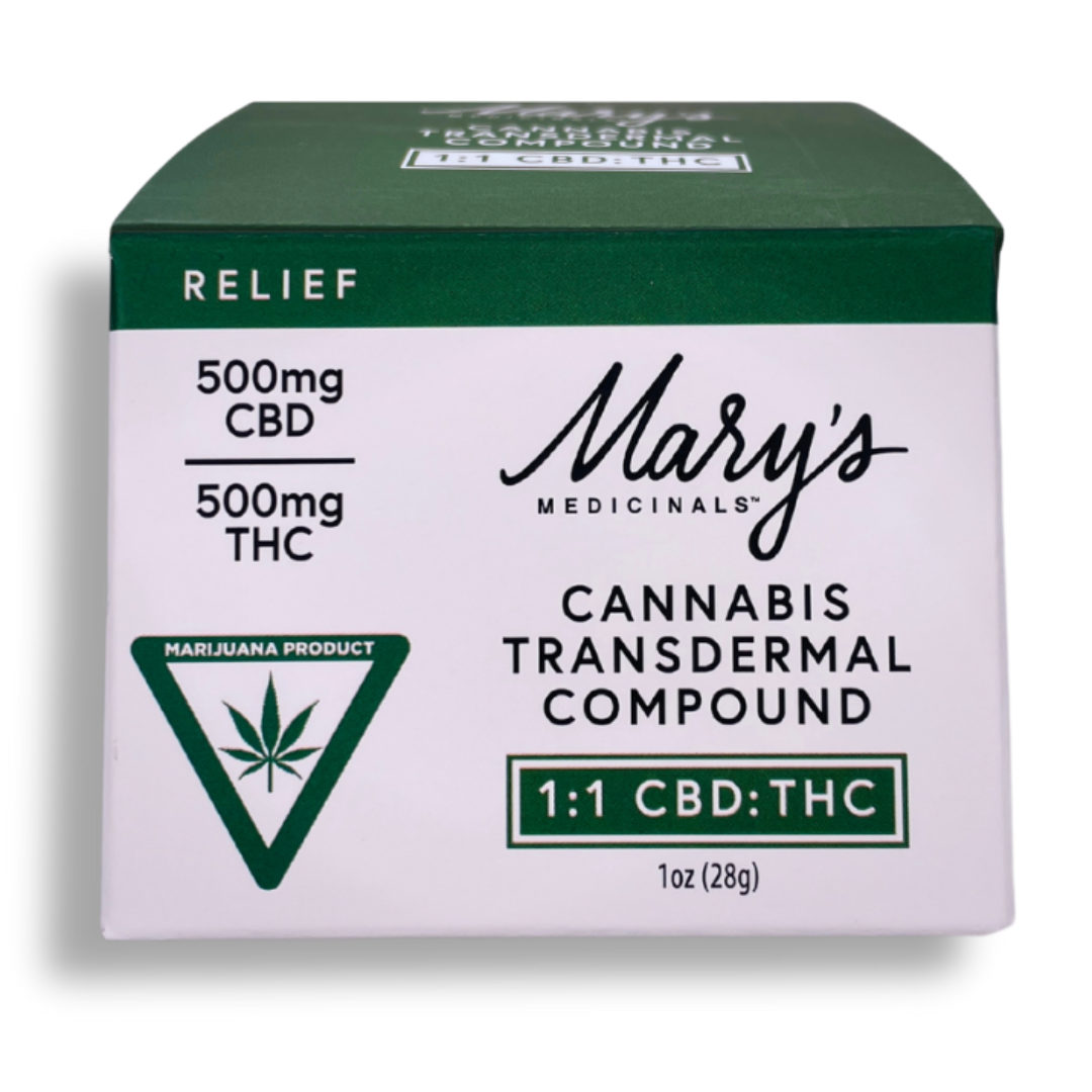 Photograph of product: Mary's Medicinals | Transdermal Compound | Topical Balm CBD/ TH-oui | RELIEF 1:1