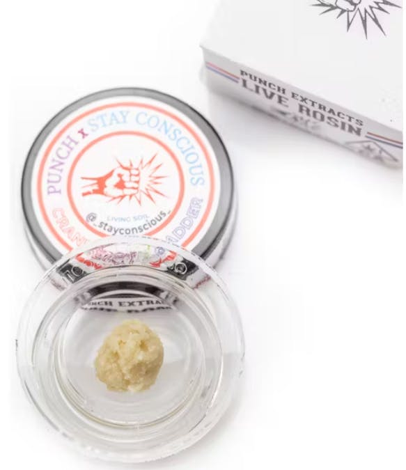 Photograph of product: PUNCH EXTRACTS CRANBERRY Z V2 T3 LIVE ROSIN 1G