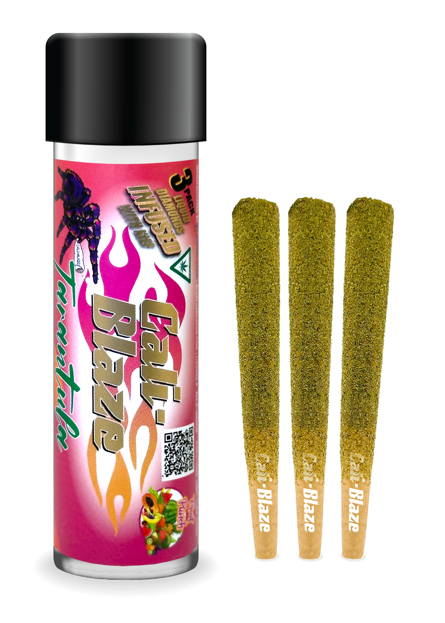 Photograph of product: CALI-BLAZE | Infused Preroll Pack | Tarantula | Fruit Punch | 3x1g