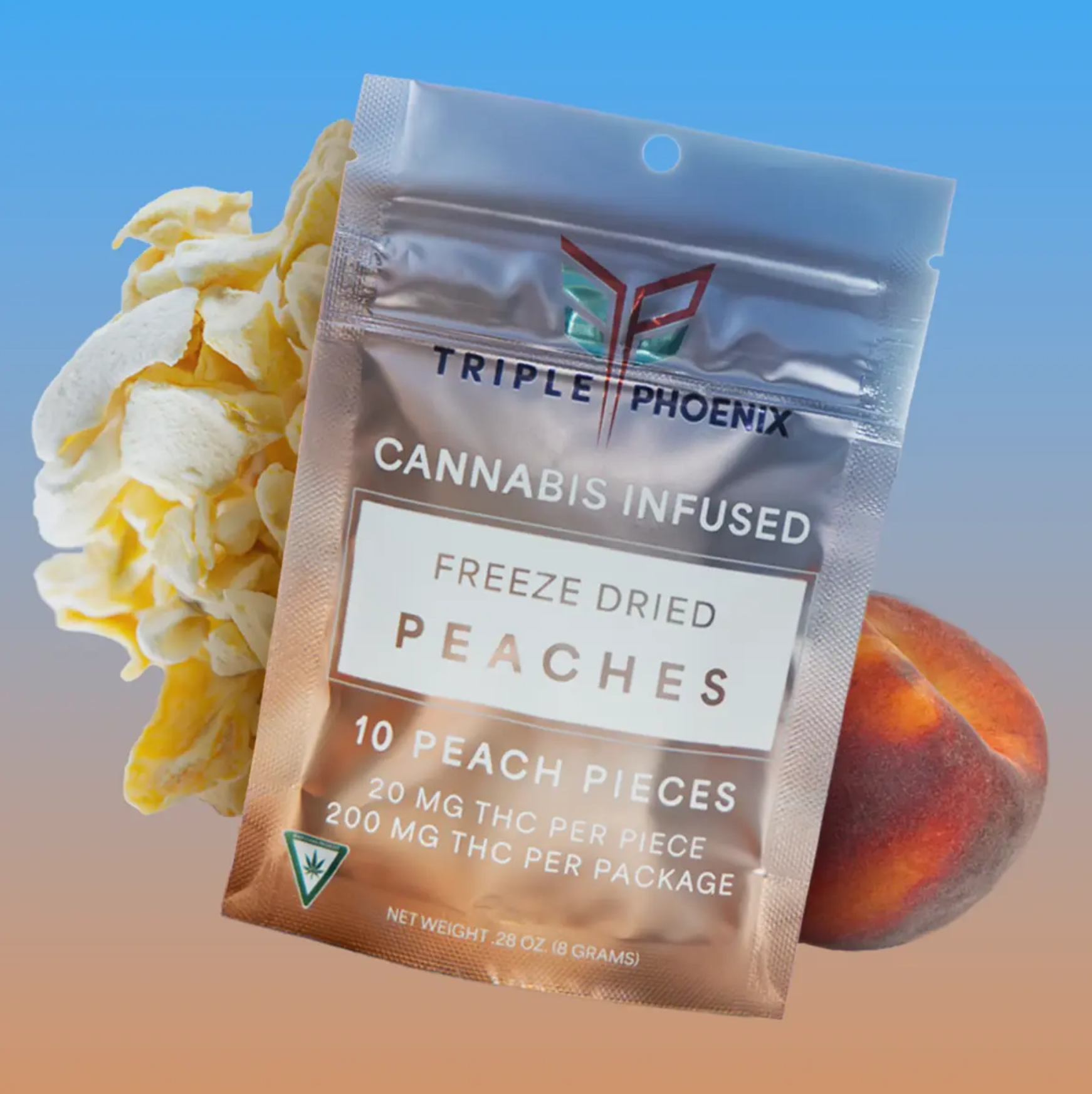 Photograph of product: Triple Phoenix - Freeze Dried Peaches 200mg | 2/$20