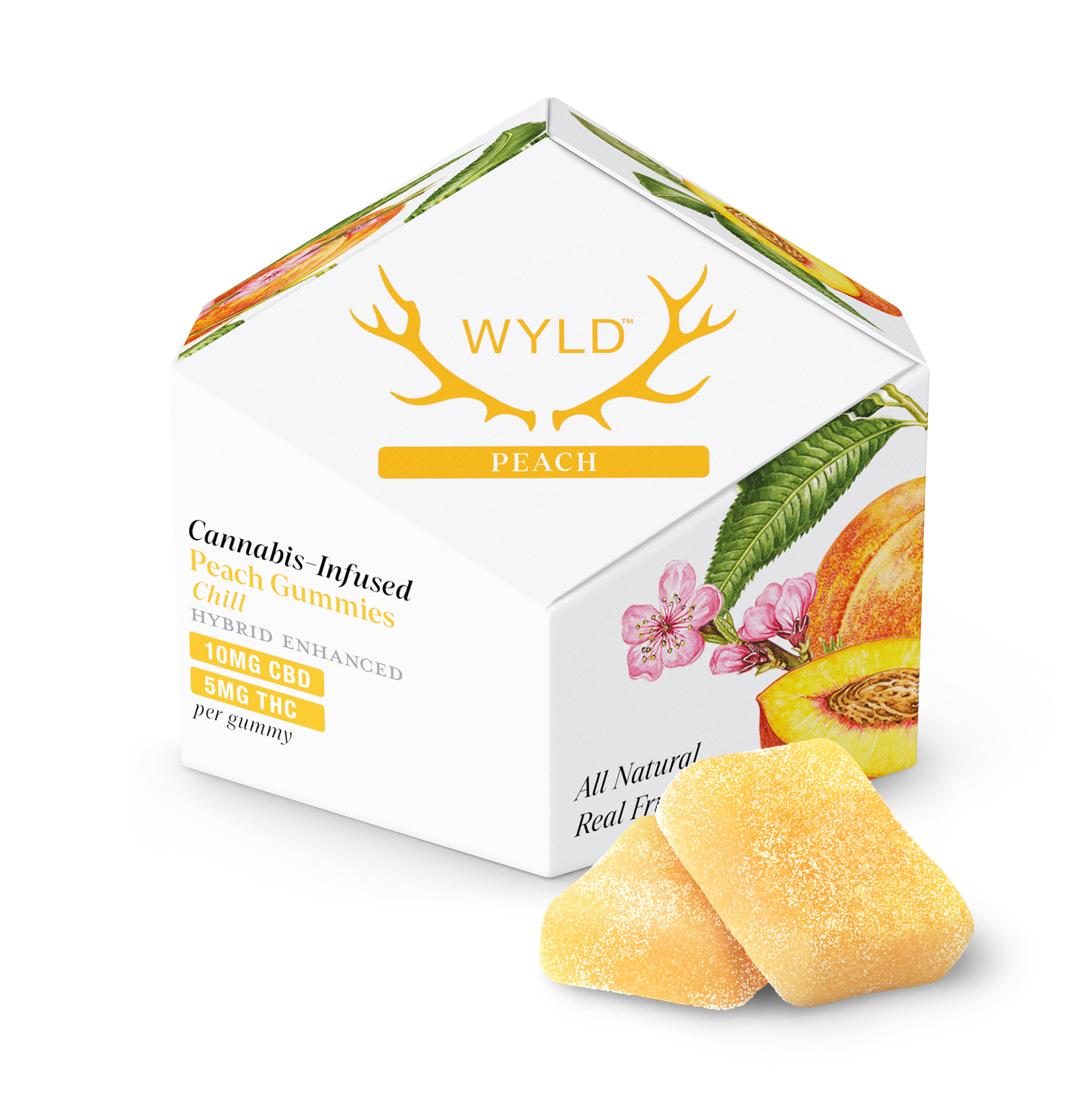 Photograph of product: Wyld - (H) Peach (2:1 CBD) Gummies