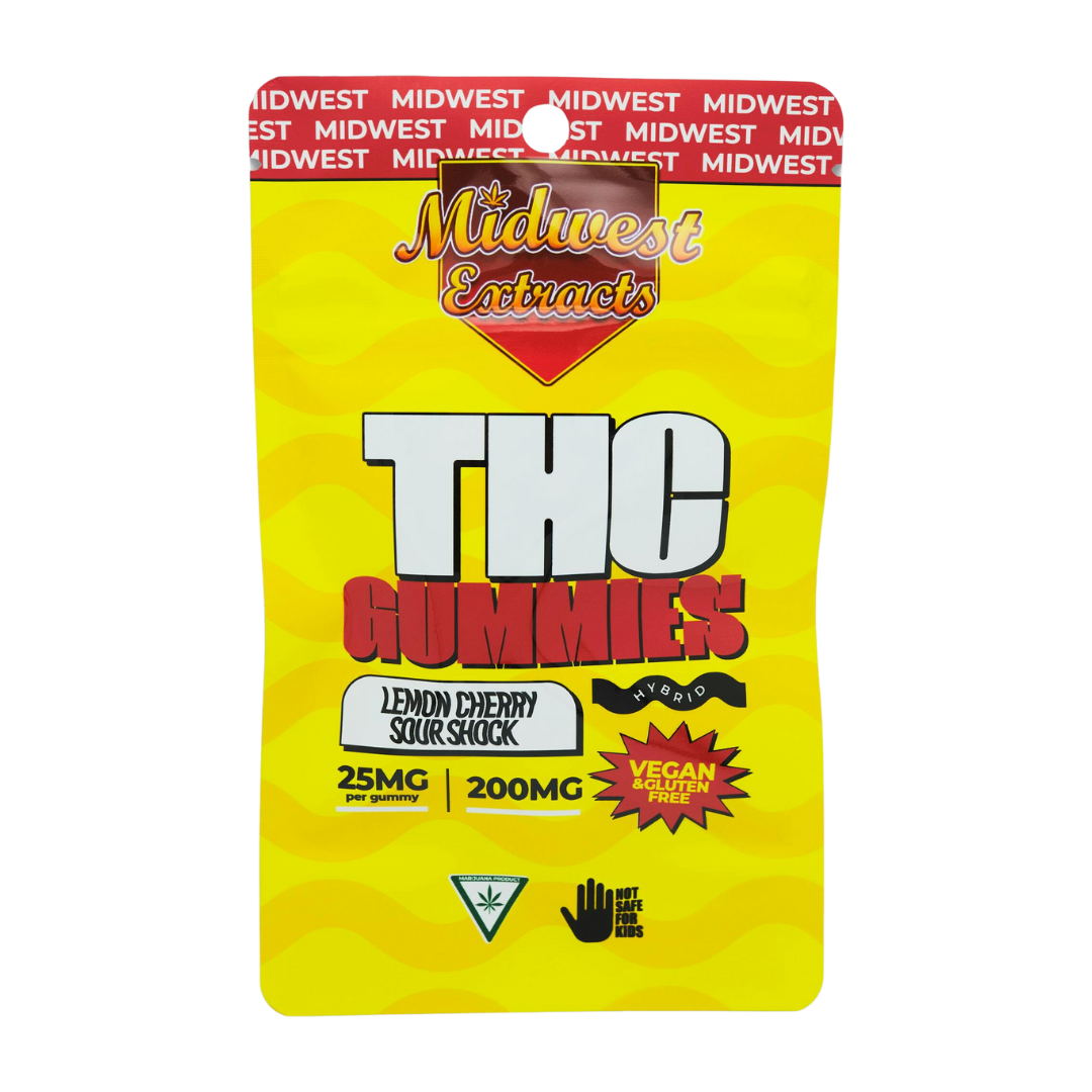 Photograph of product: Midwest Extracts - 200mg Gummies - Sour Lemon Cherry