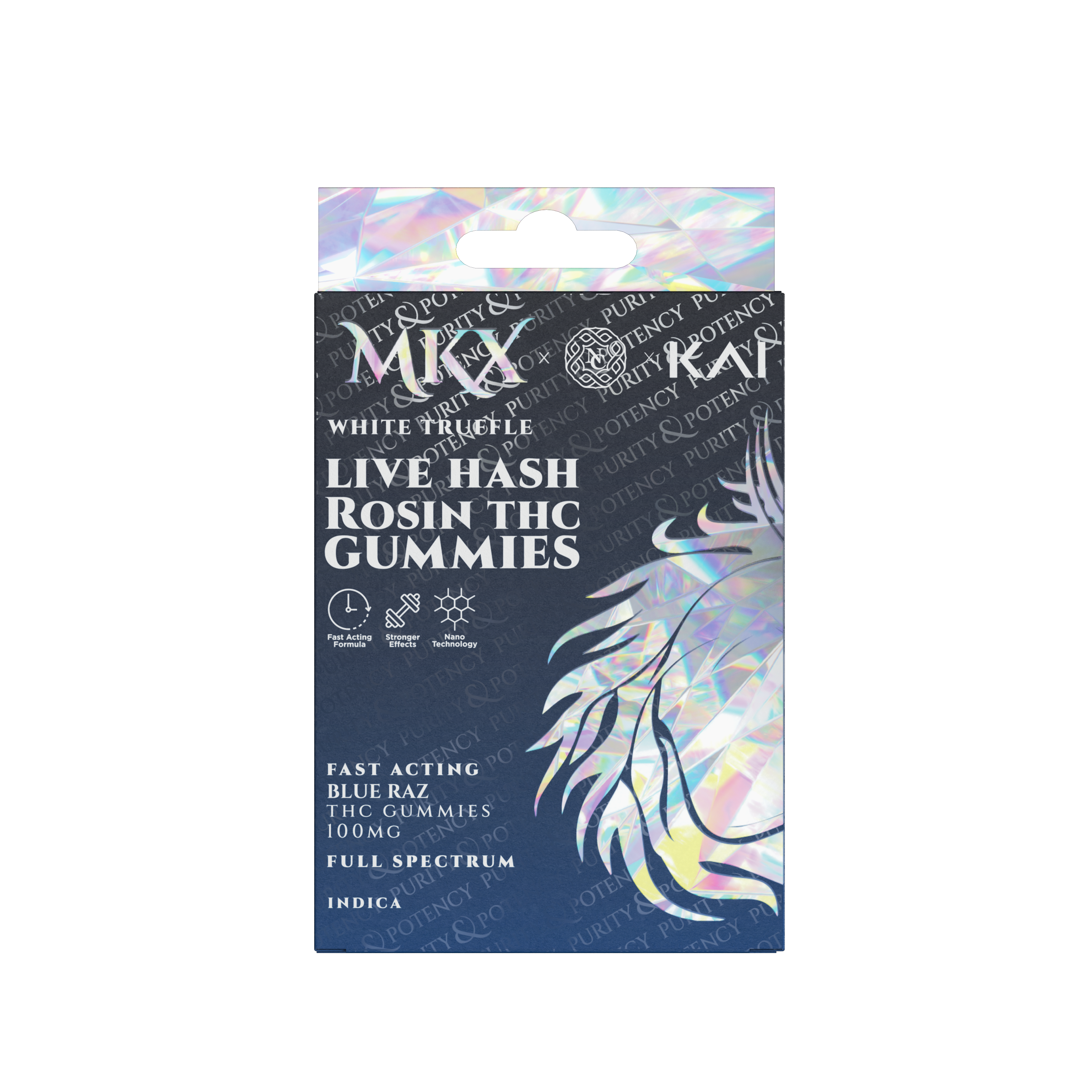 Photograph of product: White Truffle Blue Raz Live au chocolat Rosin Gummies