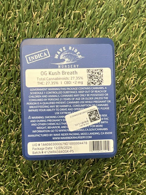 Photograph of product: OG KUSH BREATH 0.5G 5PK PRE ROLL - 