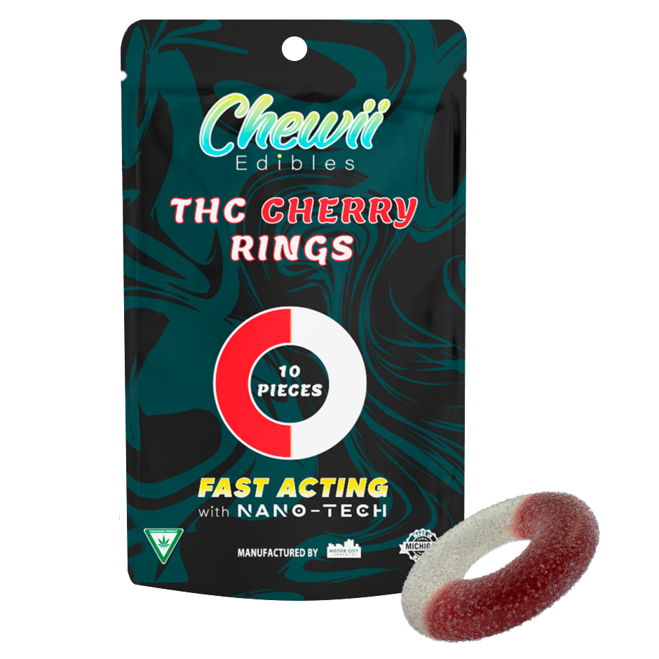 Photograph of product: Chewii Fast-Acting Cherry Gummy Rings 200mg Rec