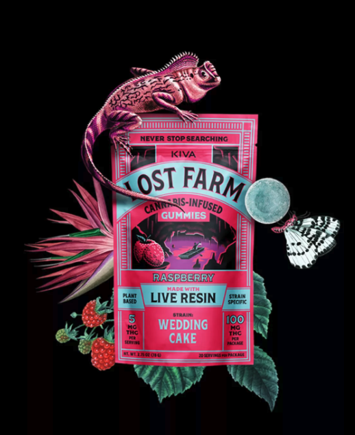 Photograph of product: LOST FARM RASPBERRY LIVE RESIN 10 PK GUMMIES 100MG
