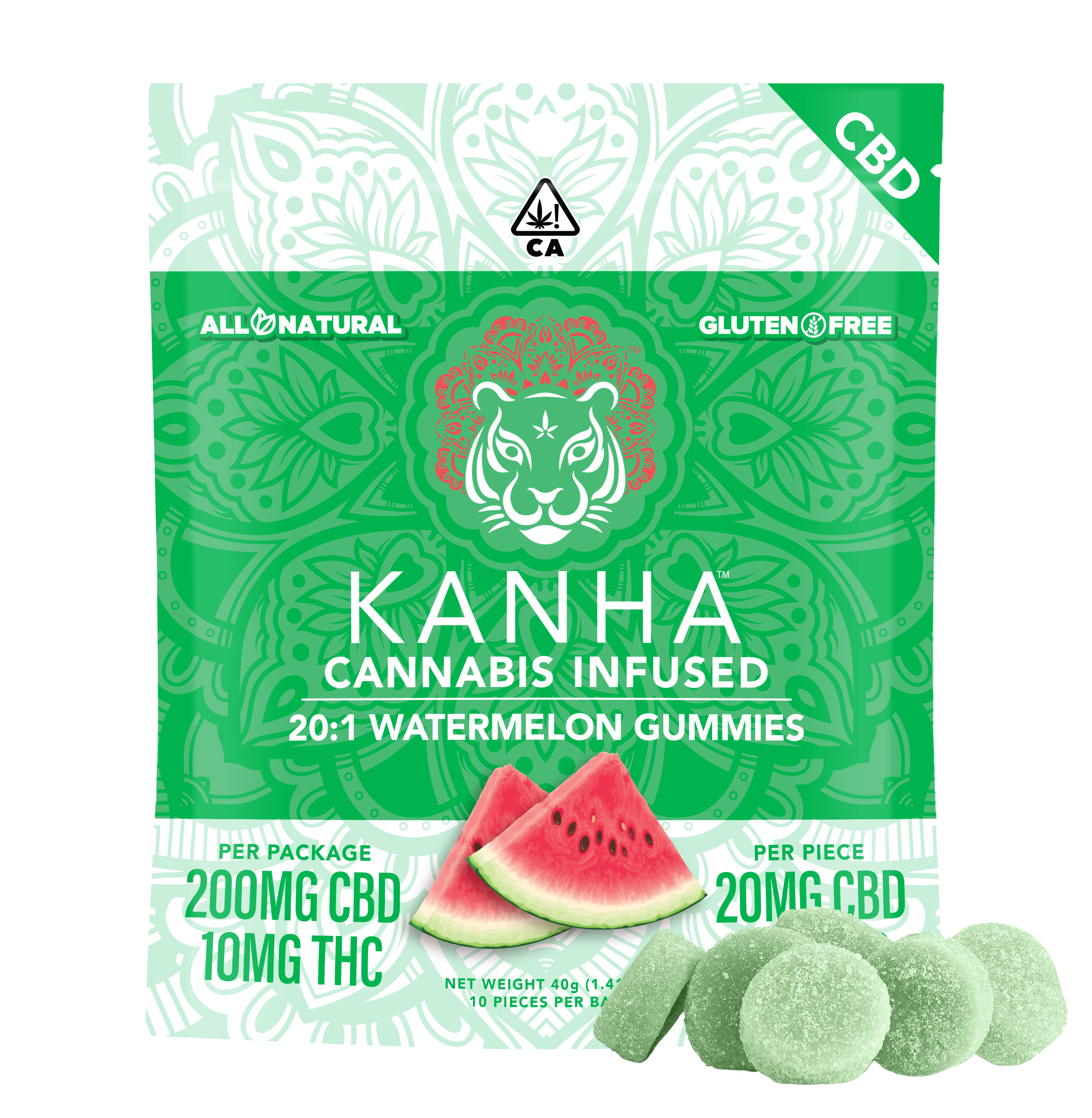 Photograph of product: 20:1 Watermelon CBD Gummies 10-pack | 10mg