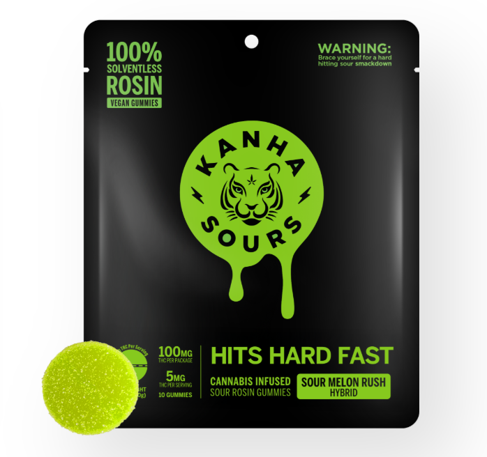 Photograph of product: Sour Melon Rush | 100mg | Vegan Rosin Gummies