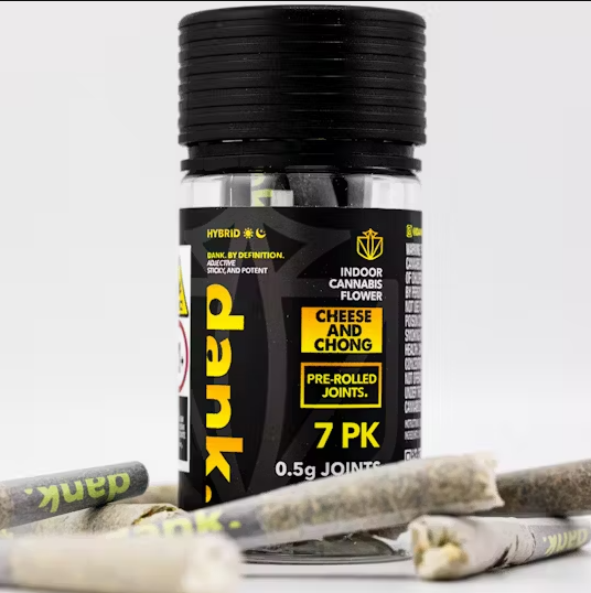 Photograph of product: DANK | Pre-Rolls | Cheese and Chong | 7 pack .5 gram