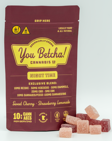 Photograph of product: You Betcha Nighttime Gummies - Sweet Cherry and Strawberry Lemonade - 100mg TH-oui / 250mg CBD / 50mg CBN